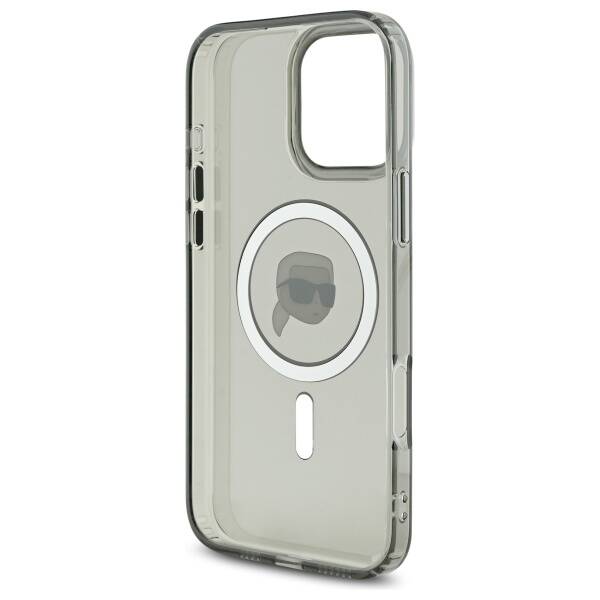 Housse MagSafe pour Apple iPhone 16 Pro Max, Karl Lagerfeld, IML Metal Karl's Head, Noire