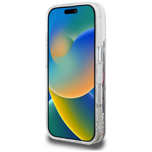 MagSafe hoesje voor Apple iPhone 16 Pro Max, Karl Lagerfeld, Liquid Glitter Choupette Logo, Transparant