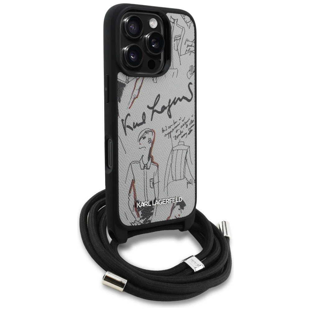 MagSafe hoes voor Apple iPhone 16 Pro Max, Karl Lagerfeld, Saffiano Crossbody, Gri