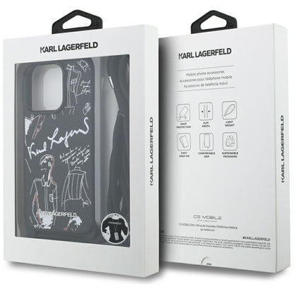 MagSafe hoes voor Apple iPhone 16 Pro Max, Karl Lagerfeld, Saffiano Crossbody, Zwart