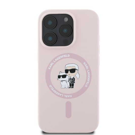 MagSafe hoesje voor Apple iPhone 16 Pro Max, Karl Lagerfeld, Silicone Ring Karl & Choupette, Roze