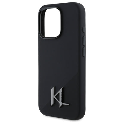 MagSafe hoesje voor Apple iPhone 16 Pro Max, Karl Lagerfeld, Silicone Shadow Metal Initial, Zwart