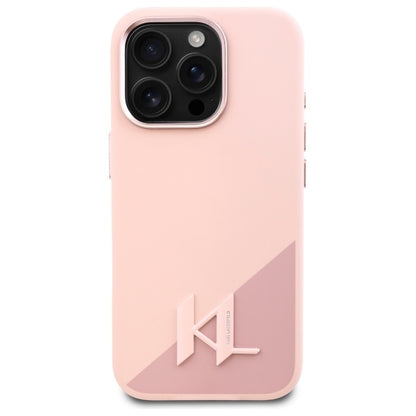 MagSafe hoesje voor Apple iPhone 16 Pro Max, Karl Lagerfeld, Silicone Shadow Metal Initial, Roze