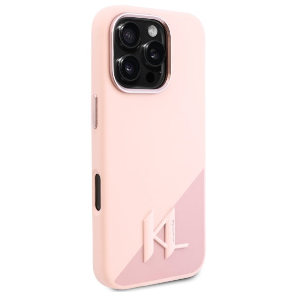 MagSafe hoesje voor Apple iPhone 16 Pro Max, Karl Lagerfeld, Silicone Shadow Metal Initial, Roze