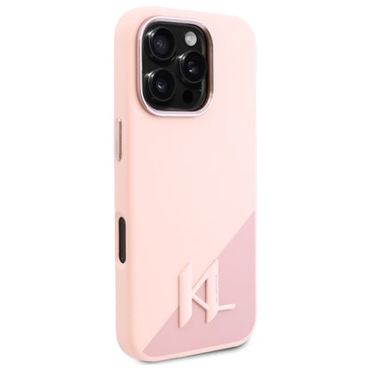 MagSafe hoesje voor Apple iPhone 16 Pro Max, Karl Lagerfeld, Silicone Shadow Metal Initial, Roze
