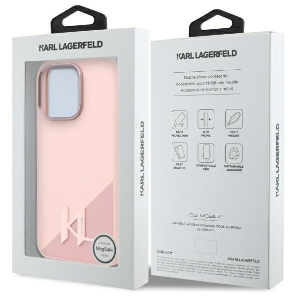 MagSafe hoesje voor Apple iPhone 16 Pro Max, Karl Lagerfeld, Silicone Shadow Metal Initial, Roze