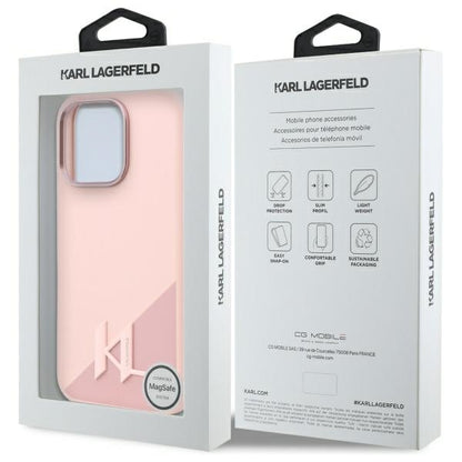 MagSafe hoesje voor Apple iPhone 16 Pro Max, Karl Lagerfeld, Silicone Shadow Metal Initial, Roze
