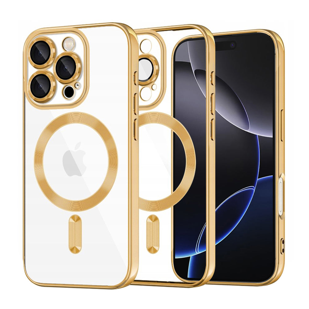 Coque MagSafe pour Apple iPhone 16 Pro Max, Techsuit, Luxury Crystal, Dorée