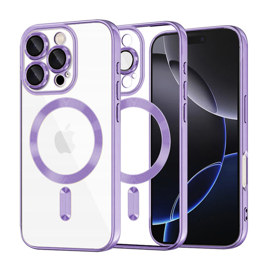 MagSafe-Hülle für Apple iPhone 16 Pro Max, Techsuit, Luxury Crystal, Hellviolett