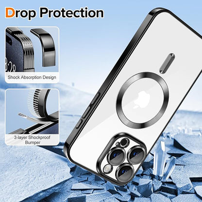 MagSafe-Hülle für Apple iPhone 16 Pro Max, Techsuit, Luxury Crystal, Schwarz