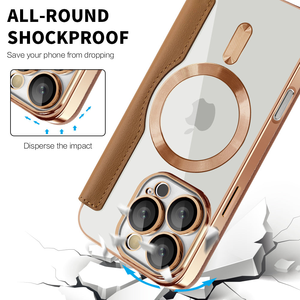 Coque MagSafe pour Apple iPhone 16 Pro Max, Techsuit, SmartMag Book, Marron