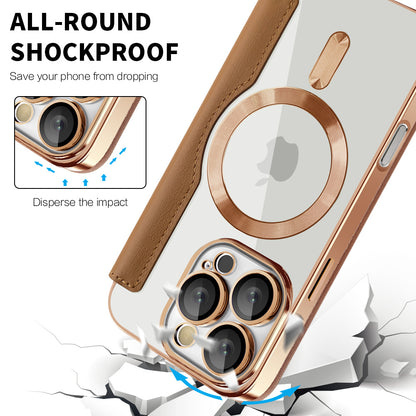 Coque MagSafe pour Apple iPhone 16 Pro Max, Techsuit, SmartMag Book, Marron