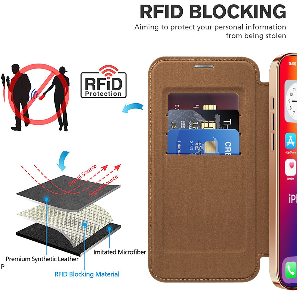 Coque MagSafe pour Apple iPhone 16 Pro Max, Techsuit, SmartMag Book, Marron