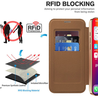 Coque MagSafe pour Apple iPhone 16 Pro Max, Techsuit, SmartMag Book, Marron