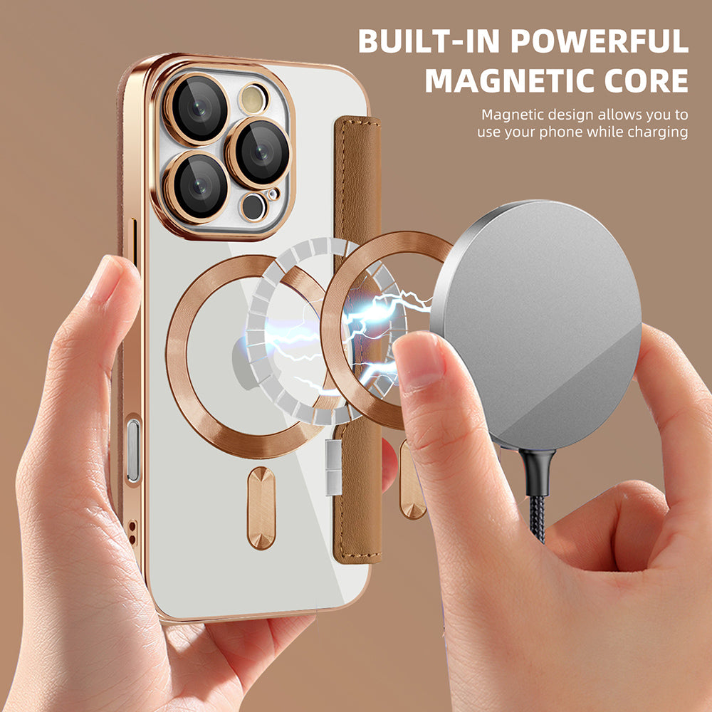 Coque MagSafe pour Apple iPhone 16 Pro Max, Techsuit, SmartMag Book, Marron