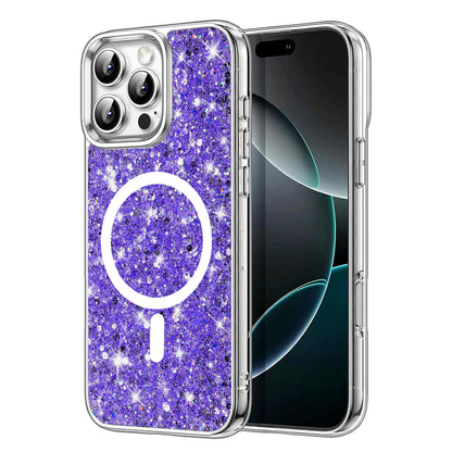 Coque MagSafe pour Apple iPhone 16 Pro Max, Techsuit, Paillettes Scintillantes, Violet