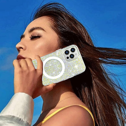 Coque MagSafe pour Apple iPhone 16 Pro Max, Techsuit, Paillettes Scintillantes, Violet