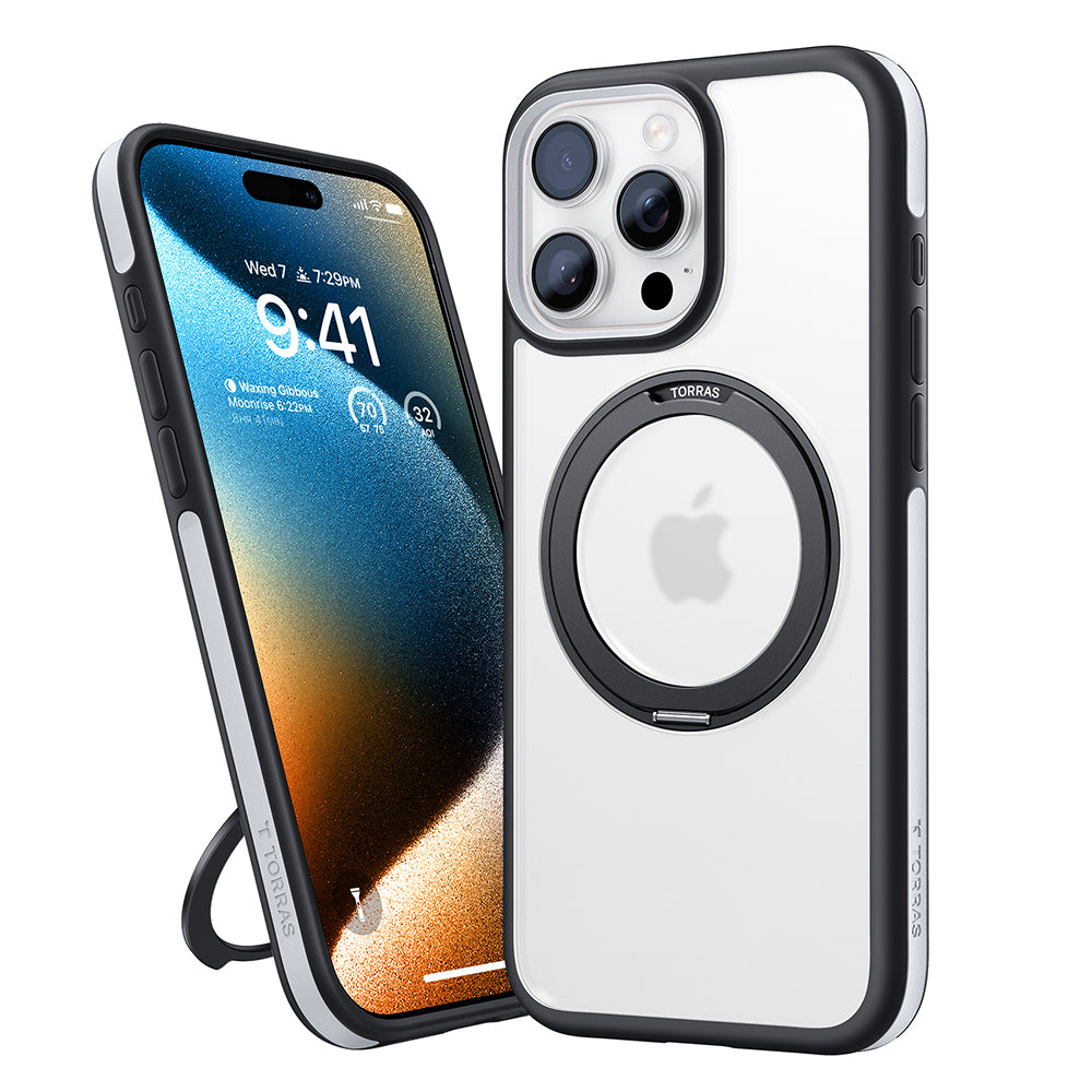 MagSafe Hülle für Apple iPhone 16 Pro Max, Torras, Ostand R Fusion, Schwarz
