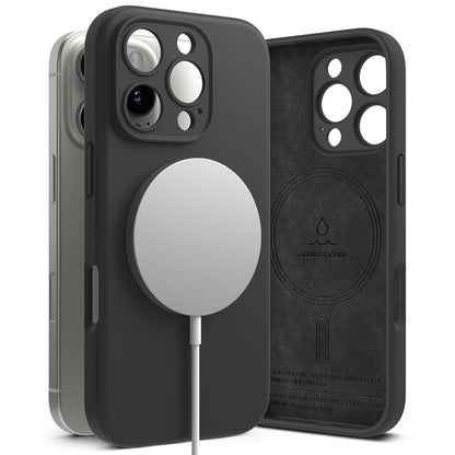 Coque MagSafe pour Apple iPhone 16 Pro, Ringke, Silicone, Noire