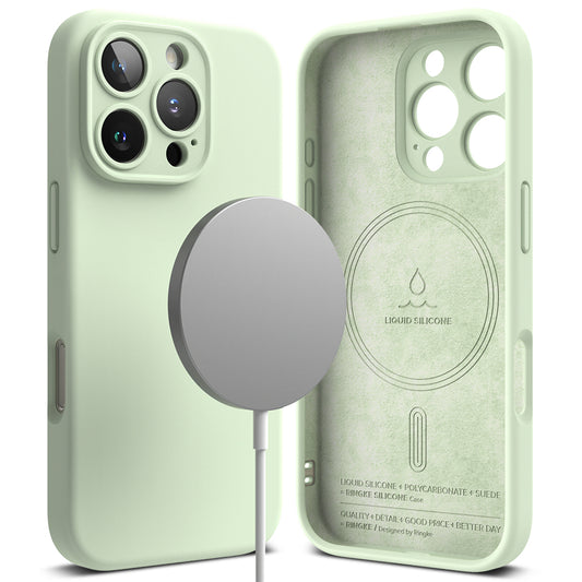 Coque MagSafe pour Apple iPhone 16 Pro, Ringke, Silicone, Vert Clair