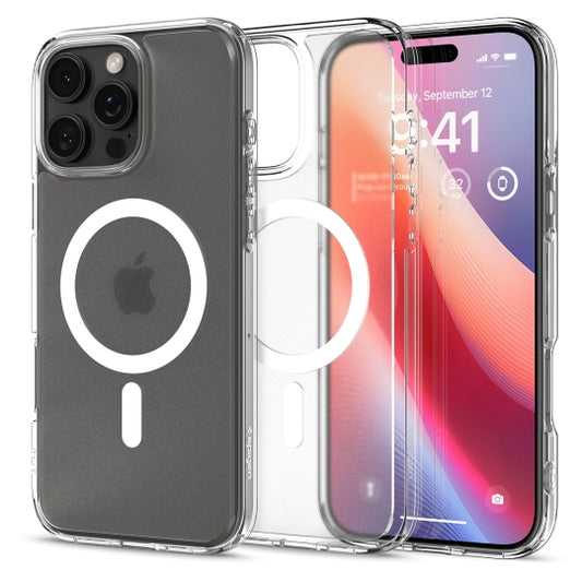 Hoes MagSafe voor Apple iPhone 16 Pro, Spigen, Ultra Hybrid, Satijn Transparant ACS08133