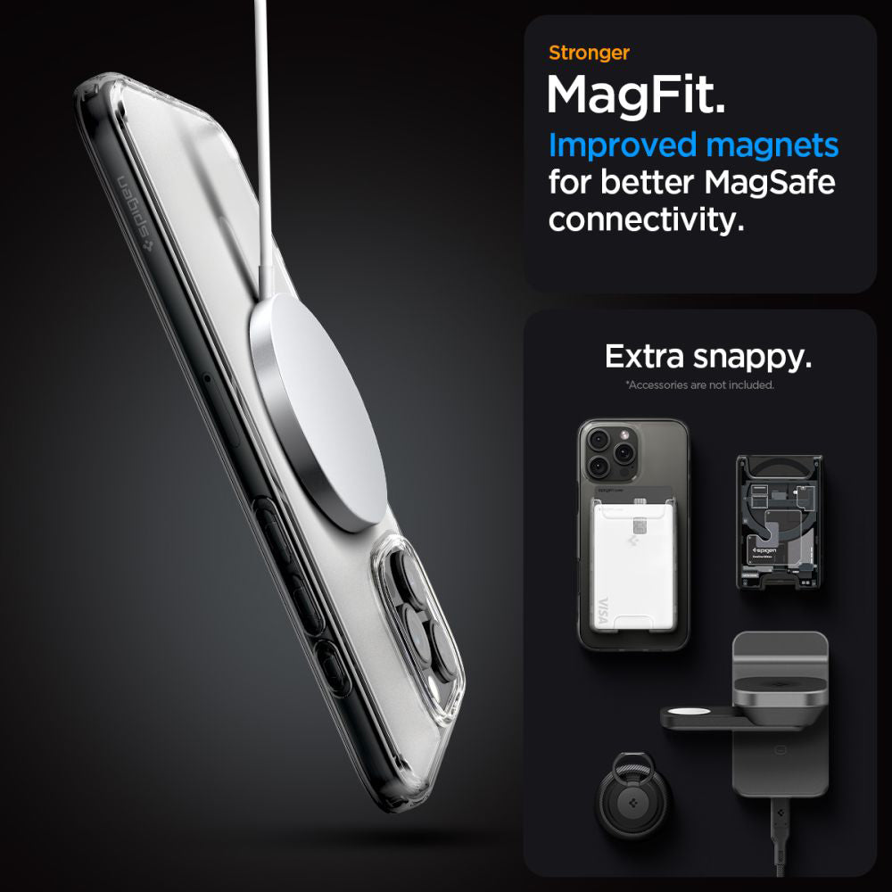 MagSafe Hülle für Apple iPhone 16 Pro, Spigen, Ultra Hybrid, Satiniert Transparent ACS08133