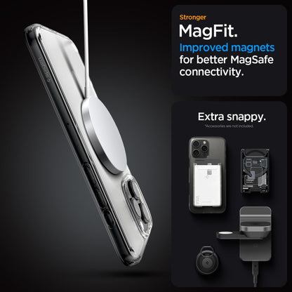 MagSafe Hülle für Apple iPhone 16 Pro, Spigen, Ultra Hybrid, Satiniert Transparent ACS08133
