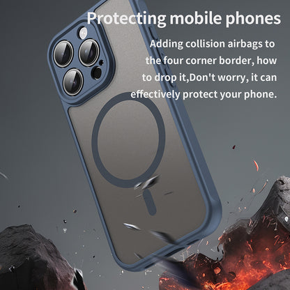 Coque MagSafe pour Apple iPhone 16 Pro, Techsuit, HaloFrost II, Bleu marine