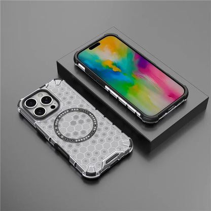 Coque MagSafe pour Apple iPhone 16 Pro, Techsuit, HoneyComb Shield, Blanche