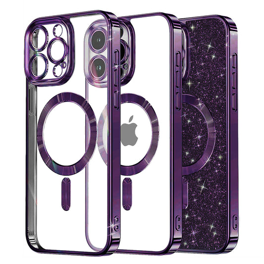 MagSafe-hoesje voor Apple iPhone 16 Pro, Techsuit, Luxury Glitter, Donkerpaars