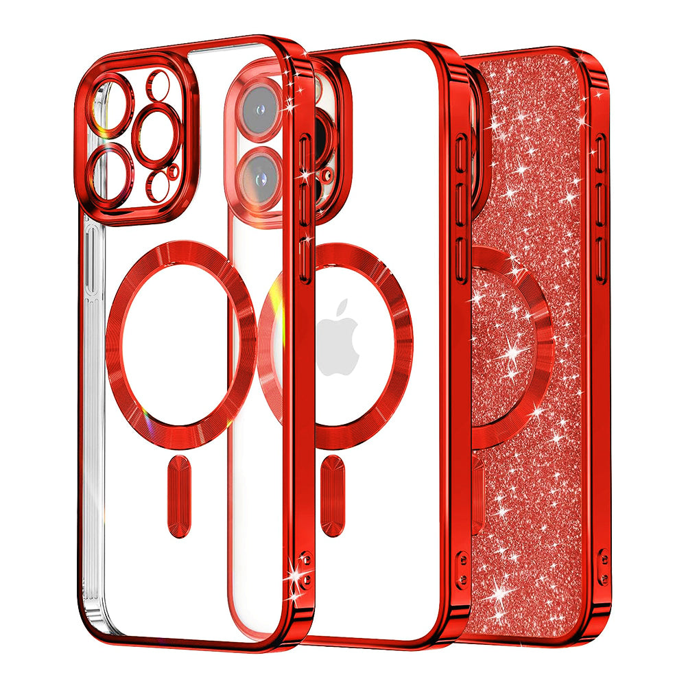 MagSafe-hoesje voor Apple iPhone 16 Pro, Techsuit, Luxury Glitter, Rood