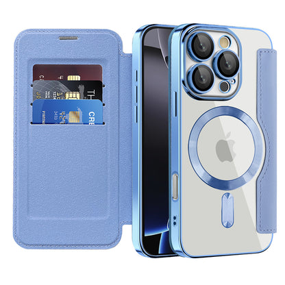 Coque MagSafe pour Apple iPhone 16 Pro, Techsuit, SmartMag Book, Bleu