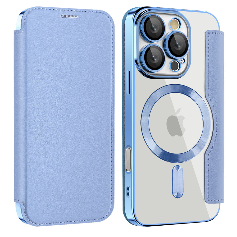 Coque MagSafe pour Apple iPhone 16 Pro, Techsuit, SmartMag Book, Bleu