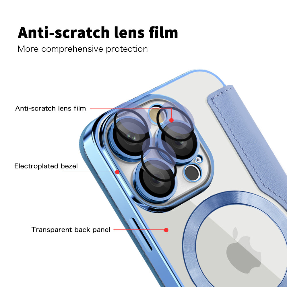 Coque MagSafe pour Apple iPhone 16 Pro, Techsuit, SmartMag Book, Bleu