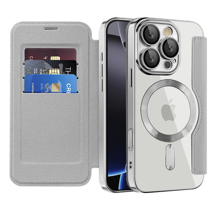 Coque MagSafe pour Apple iPhone 16 Pro, Techsuit, SmartMag Book, Gris