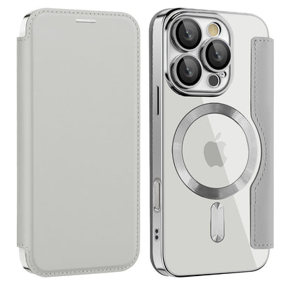 Coque MagSafe pour Apple iPhone 16 Pro, Techsuit, SmartMag Book, Gris