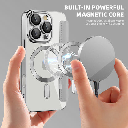 Coque MagSafe pour Apple iPhone 16 Pro, Techsuit, SmartMag Book, Gris