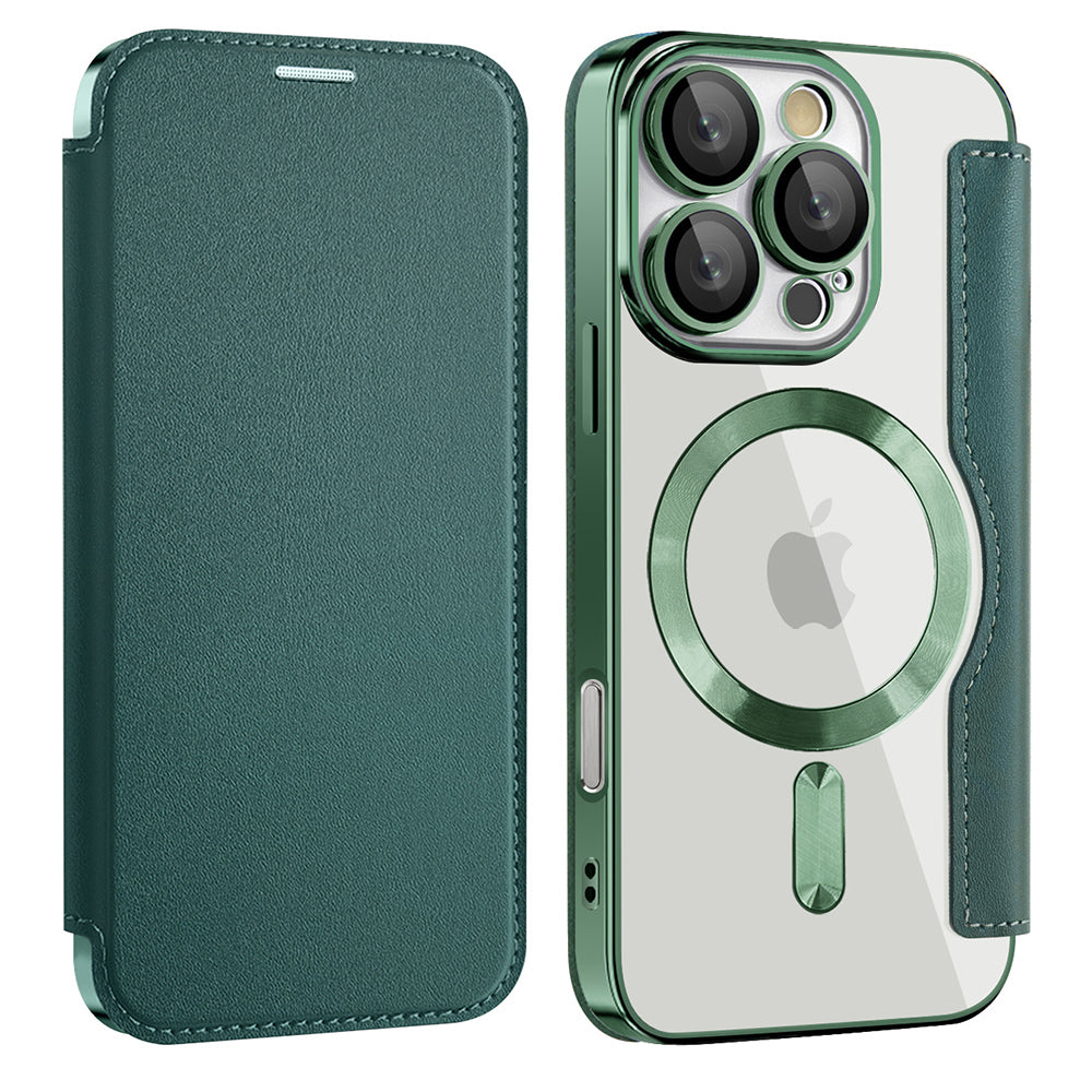 MagSafe-hoes voor Apple iPhone 16 Pro, Techsuit, SmartMag Book, Groen