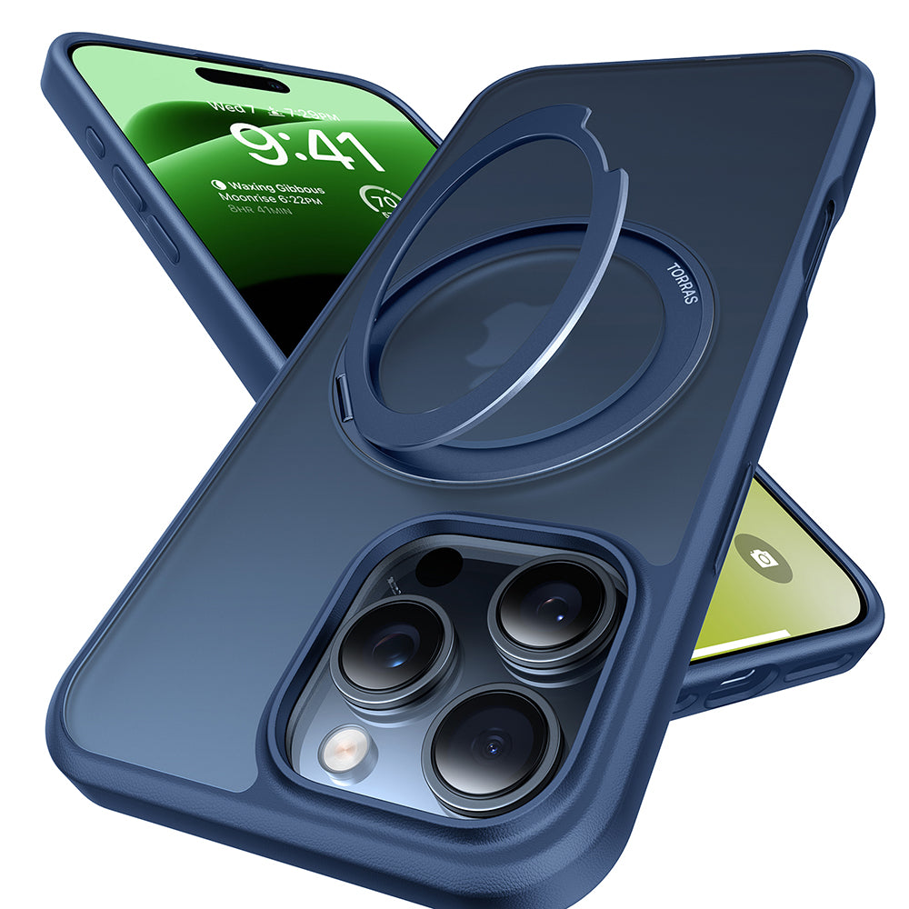 MagSafe hoes voor Apple iPhone 16 Pro, Torras, Ostand Pro, Marineblauw