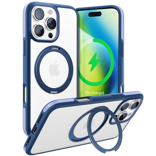 MagSafe Hülle für Apple iPhone 16 Pro, Torras, Ostand R Fusion, Marineblau
