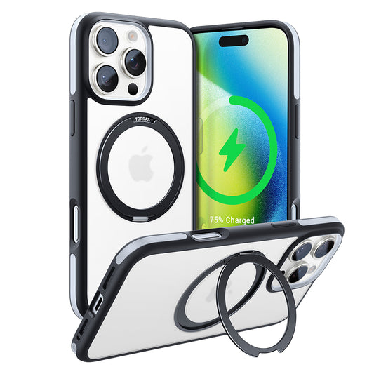 MagSafe hoes voor Apple iPhone 16 Pro, Torras, Ostand R Fusion, Zwart