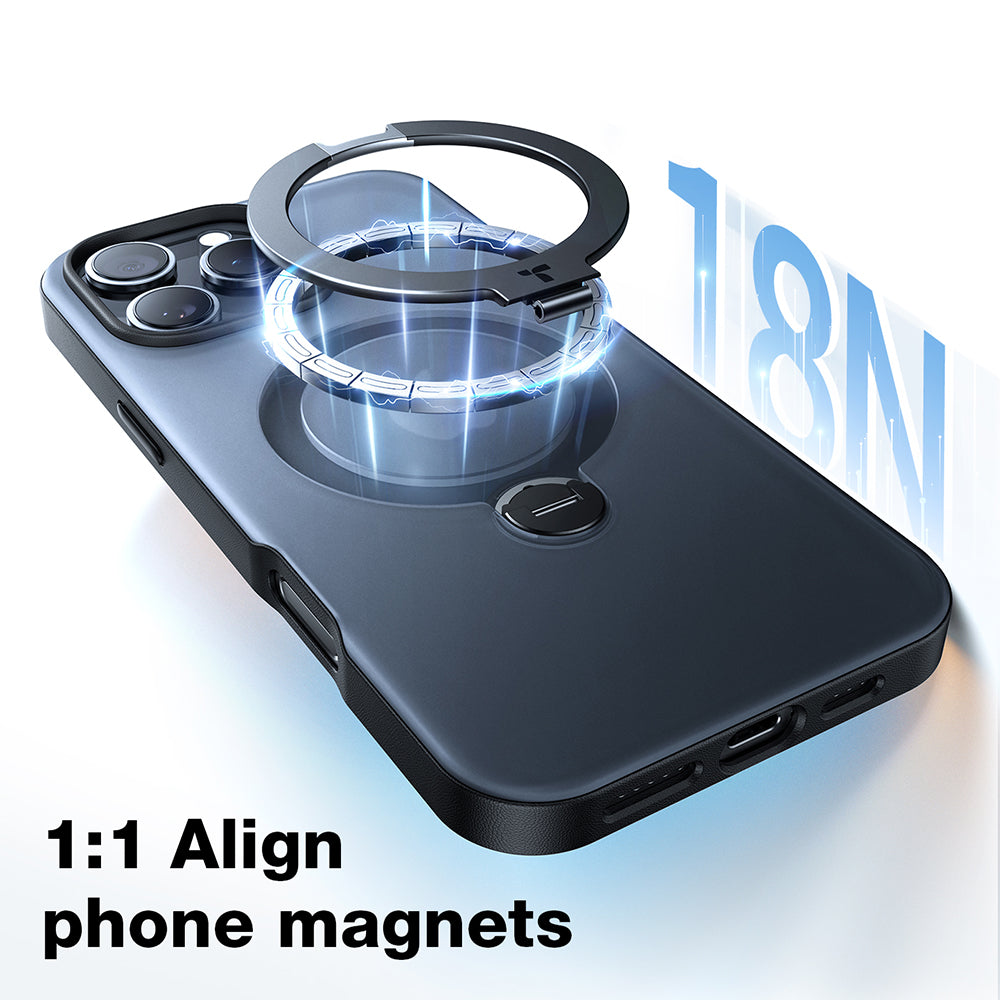 Coque MagSafe pour Apple iPhone 16 Pro, Torras, Ostand Spin, Noire
