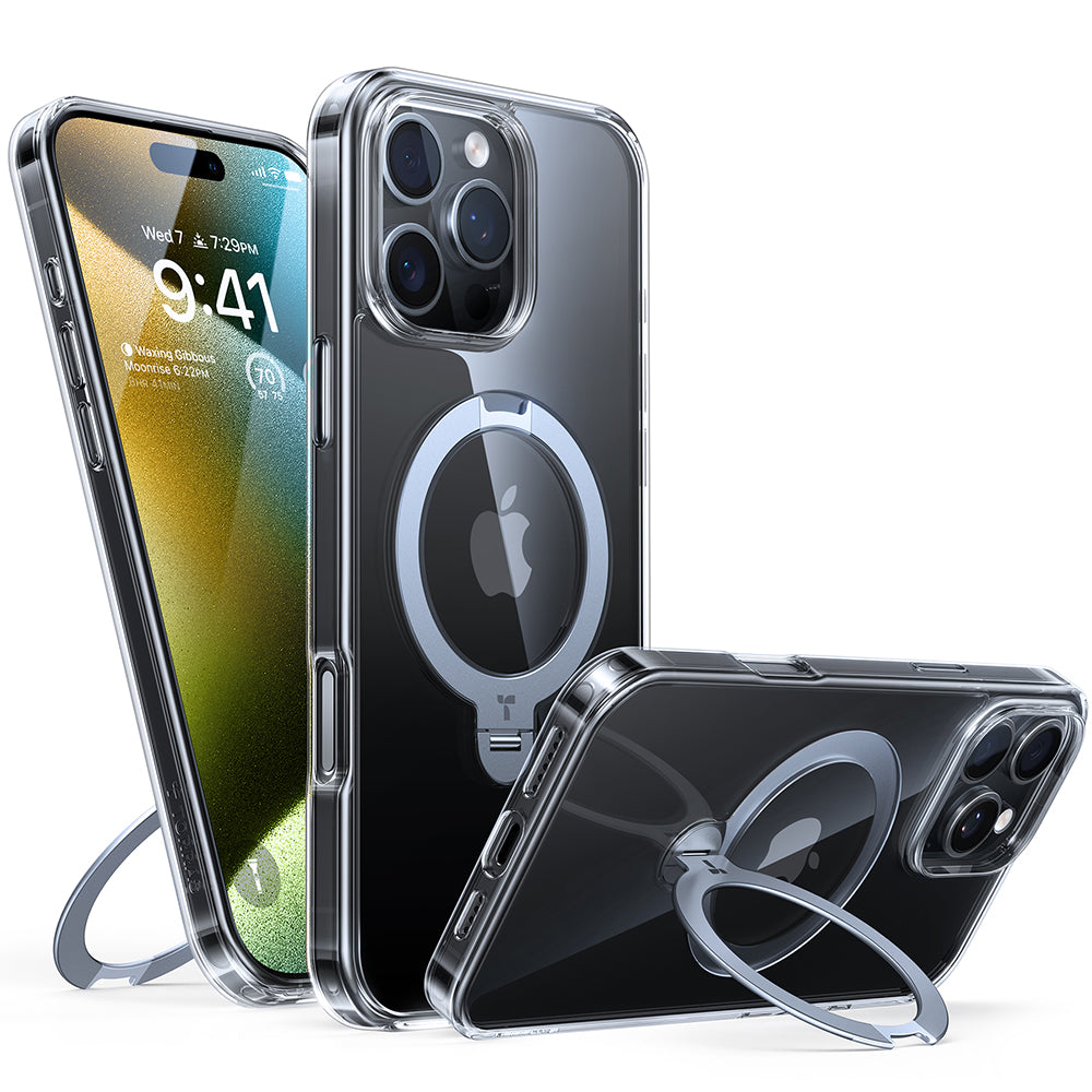 MagSafe Case for Apple iPhone 16 Pro, Torras, Ostand Spin, Transparent