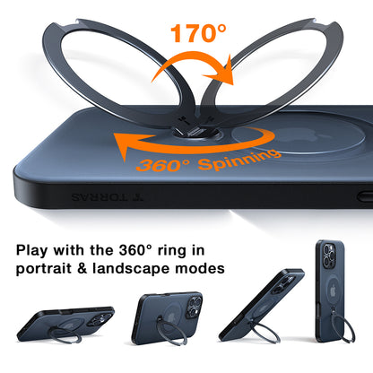 MagSafe Case for Apple iPhone 16 Pro, Torras, Ostand Spin, Transparent