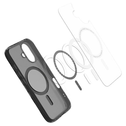 MagSafe hoesje voor Apple iPhone 16, Spigen, Ultra Hybrid T, Satijnzwart ACS09074