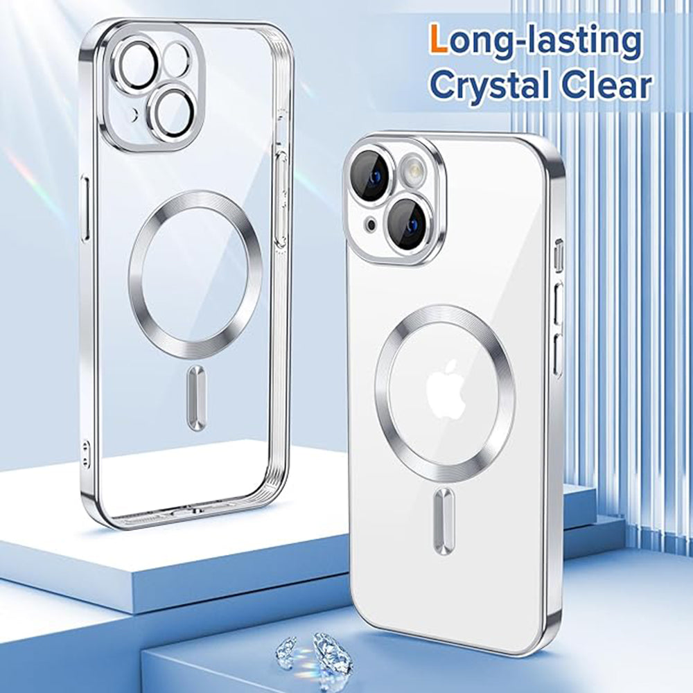 MagSafe-Hülle für Apple iPhone 16, Techsuit, Luxury Crystal, Silber