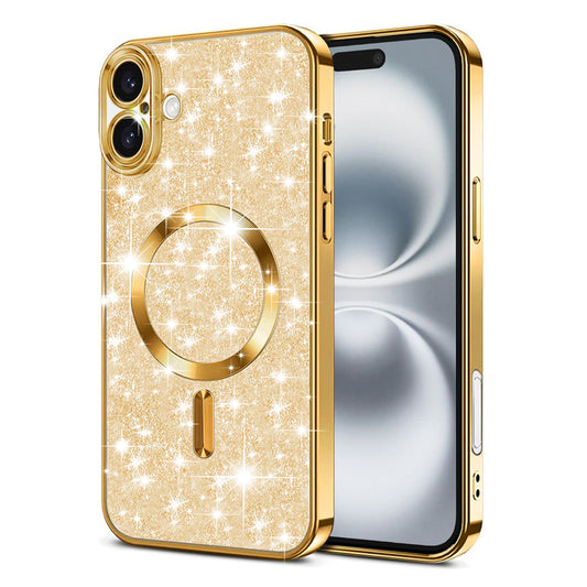 MagSafe-hoesje voor Apple iPhone 16, Techsuit, Luxury Glitter, Goudkleurig