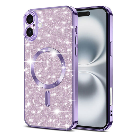 MagSafe-hoesje voor Apple iPhone 16, Techsuit, Luxury Glitter, Lichtpaars