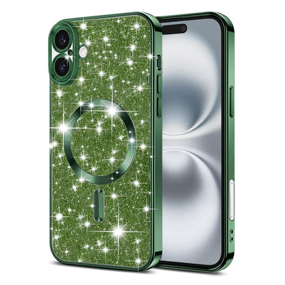 MagSafe-Hülle für Apple iPhone 16, Techsuit, Luxury Glitter, Dunkelgrün