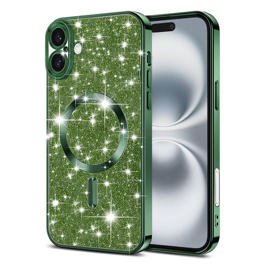 MagSafe-hoesje voor Apple iPhone 16, Techsuit, Luxury Glitter, Donkergroen